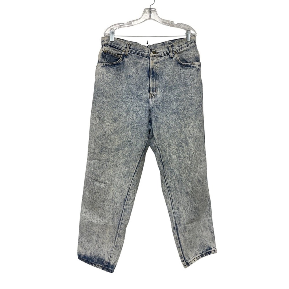 Vintage Chic‎ Mom Jeans Blue Denim High Rise Acid Wash 80s USA Embroidered